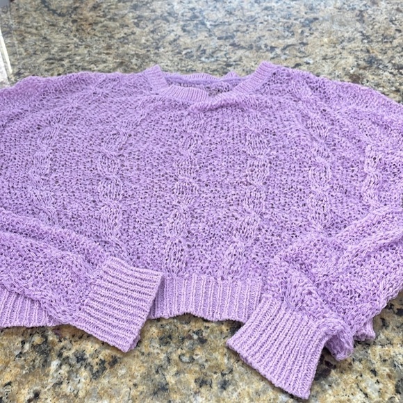 Purple Sheer Cable Sweater - Picture 12 of 14